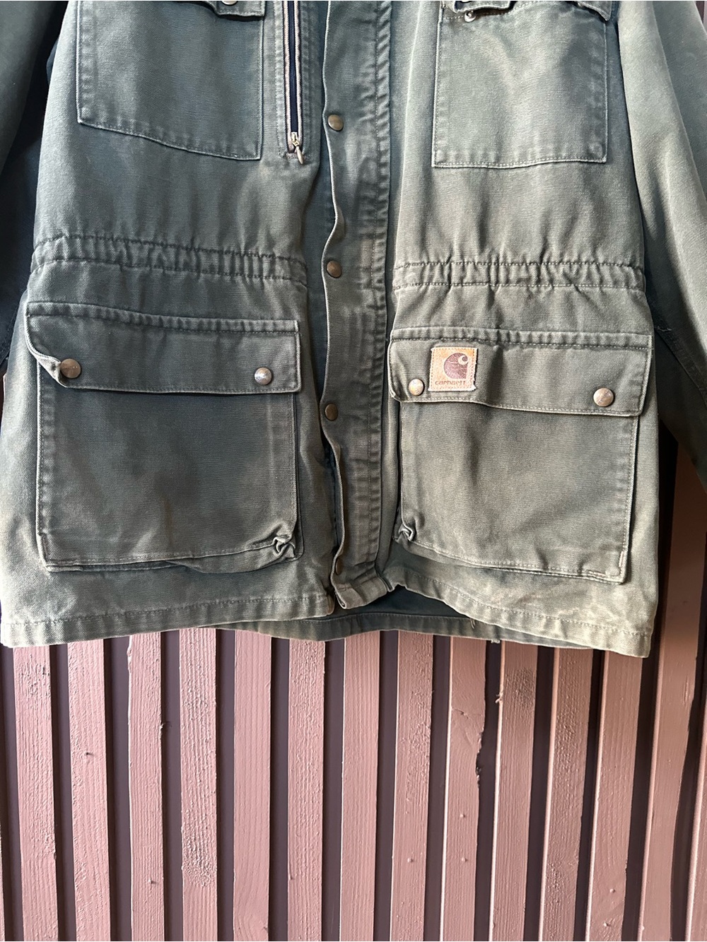 Carhartt Vintage 90s Chore Coat XL Forest Green Cotton Canvas Blanket-Lined - Picture 6 of 16